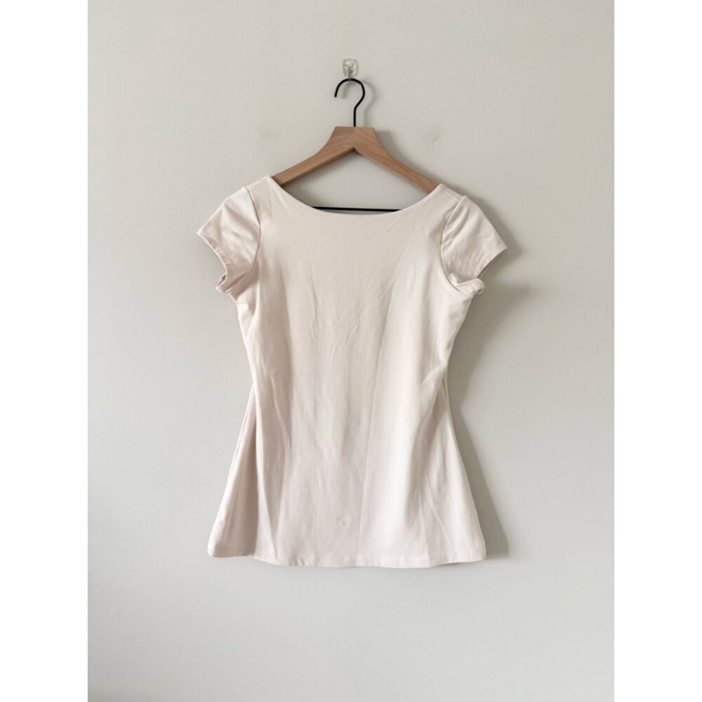 Susana Monaco Low Back Scoop Neck Short Sleeve Top in Off White Size M
